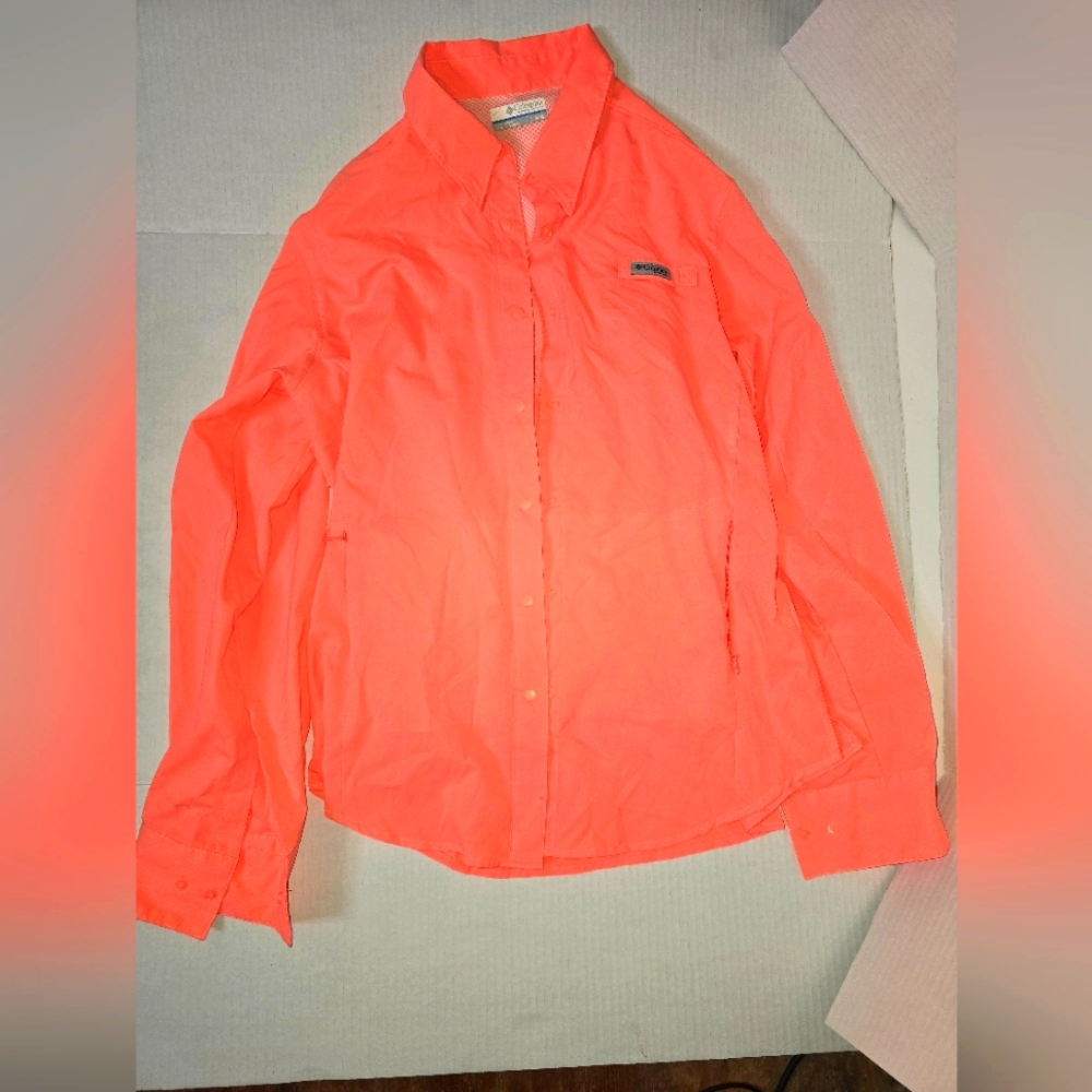 Columbia Women's Neon Orange Button Down Shirt